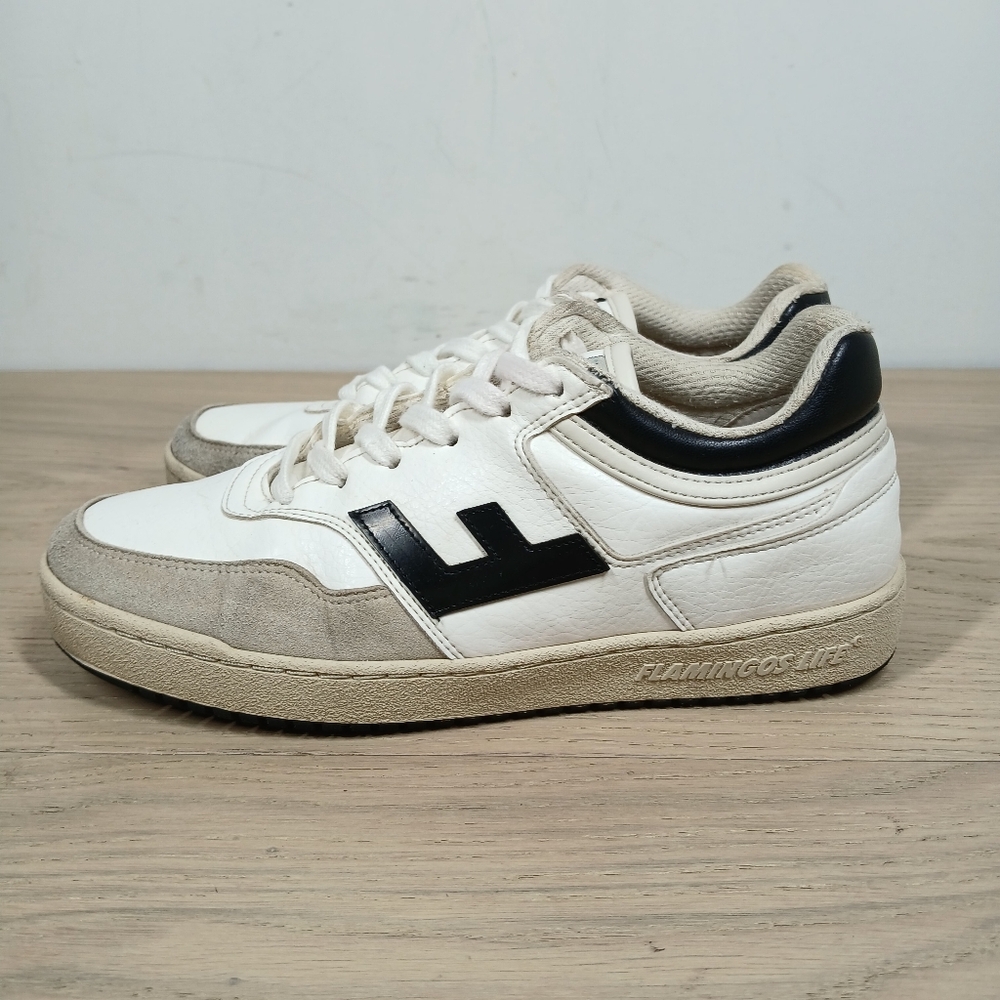 Flamingos Life White Black Retro Lace-Up Vegan Eco Streetwear Sneakers 1694